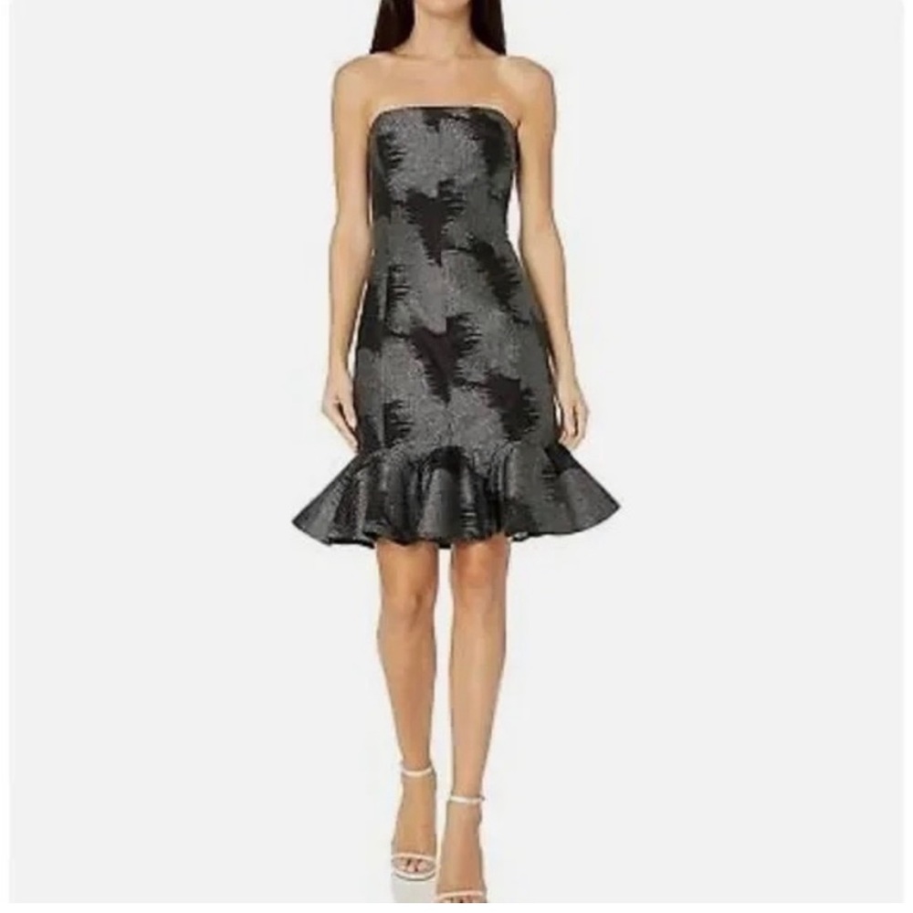 Halston Strapless Metallic Jacquard Dress NWT